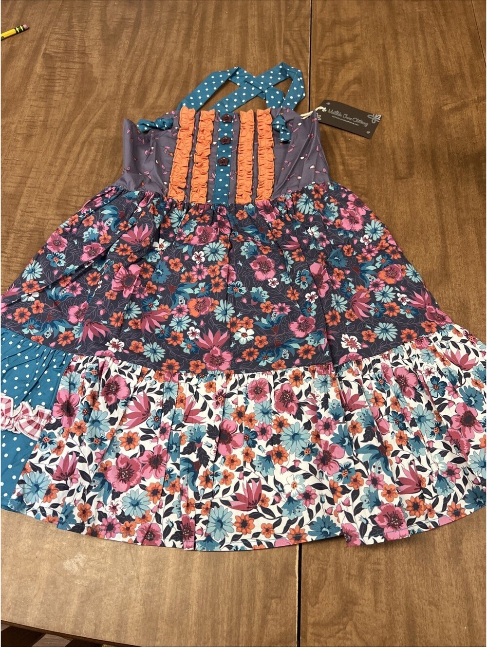 New Girls Matilda Jane Forest Of Turquoise Dreams Knot Dress size 6